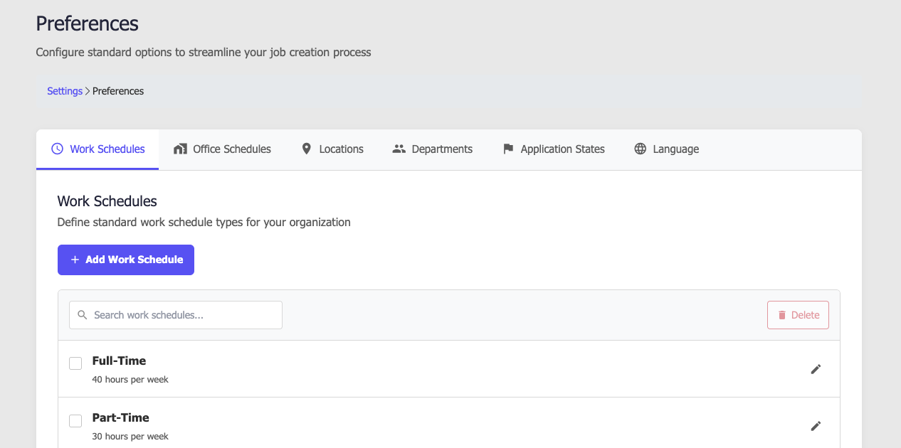Canvider ATS UI for Adjusting Your Job Posting Preferences